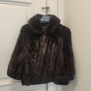 Luxurious Dark Brown Mink Fur Cropped Jacket